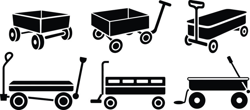 wagon vector minimalist toy wagon silhouettes and handles