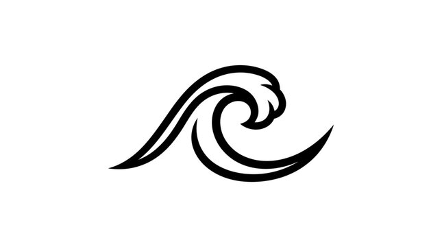 Minimalist black and white wave symbol logo