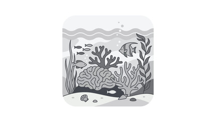 Underwater coral reef scene with tropical fish and seaweed. © rafa