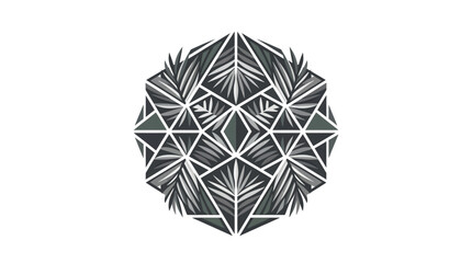 Hexagonal geometric pattern made of palm and fern leaves. © rafa