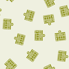 Naklejka premium office bank building vector glyph seamless pattern office bank building sign illustration