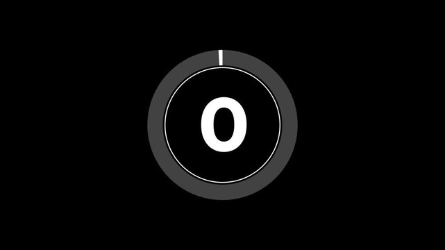 Five second countdown animation from 5 seconds to 0 seconds on a transparent background, 5 second countdown timer with alpha channel,