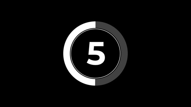 Ten second countdown animation from 10 seconds to 0 seconds on a transparent background, 10 second countdown timer with alpha channel,