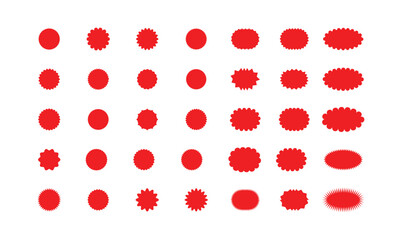 New labels or sale badges and banners vector sticker.  Sticker Set red, Zigzag Discount  starburst sticker collection, © MSTRABEYA