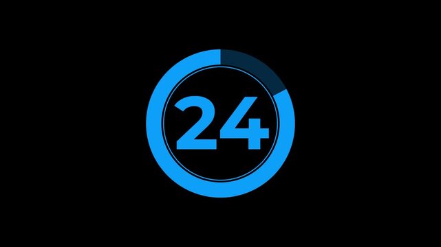 Circle countdown animation from 29 seconds to 0 seconds on a transparent background