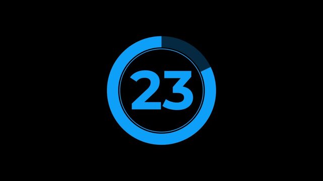 Circle countdown animation from 28 seconds to 0 seconds on a transparent background