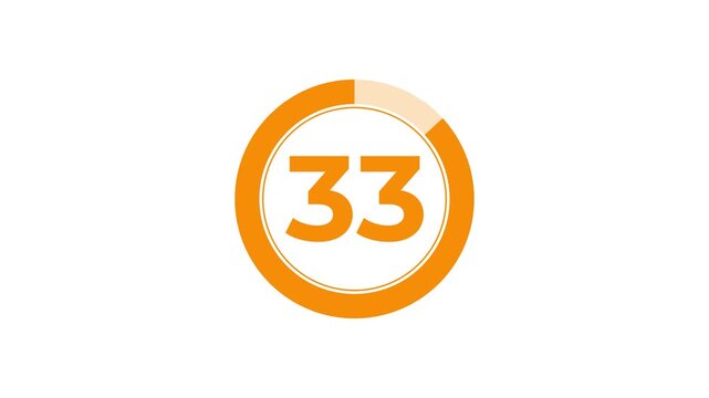Digital circle countdown timer animation from 38 to 0 seconds on white background, 38 second countdown timer concept, 38 seconds simple countdown timer animation.