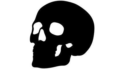 Fototapeta premium Black human skull silhouette icon on white background