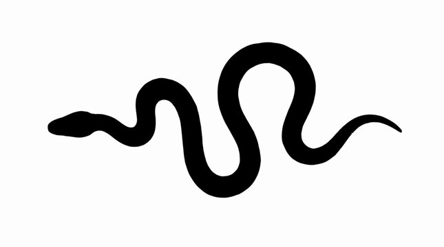 Black snake silhouette slithering minimalist reptile symbol