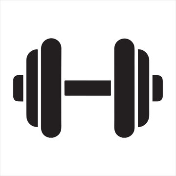  Dumbbell and barbell black silhouette, Dumbbell weight vector, Gym dumbbell icon