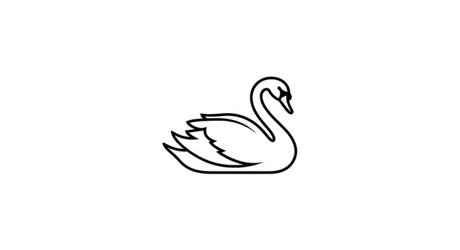 Simple black line art swan illustration.