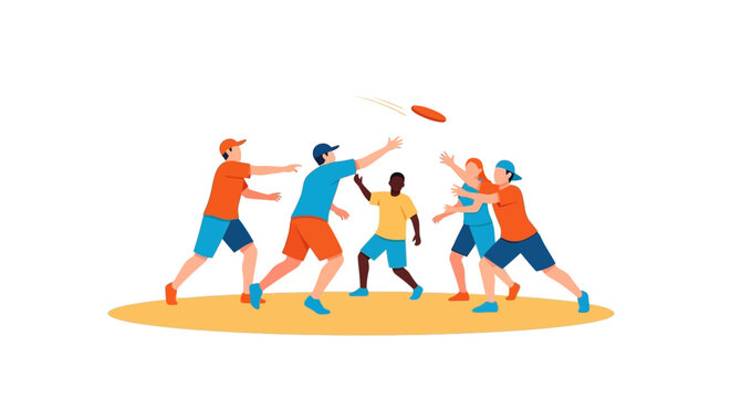 Active Friends Playing Ultimate Frisbee in Summer Park