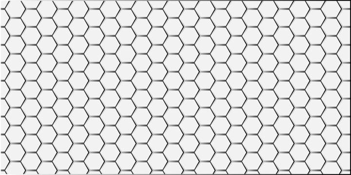 Black outlined hexagon honeycomb tessellation pattern, geometric abstract grid background, decorative seamless fabric texture illustration