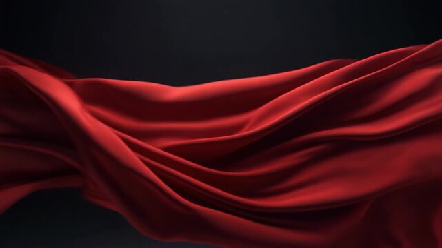 Elegant flowing red silk cloth background loop 優雅に流れる赤シルク生地の背景ループ動画素材