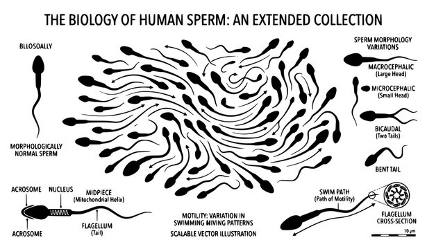 Sperm cell silhouette vector illustration for biological concepts