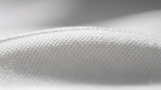 Extreme Macro Close-up of White Woven Synthetic Fabric Texture