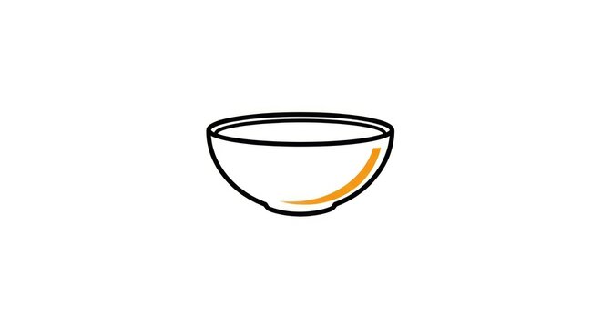 Ceramic bowl icon with yellow highlight on white