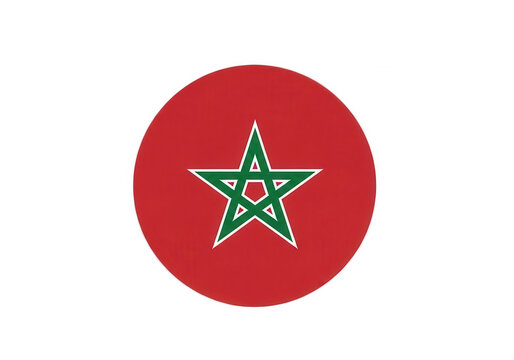 Round morocco flag icon with a red circle and a green star shape isolated on a simple graphic design element isolated on transparent background