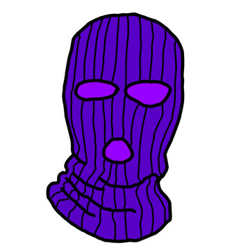 Purple Balaclava Ski Mask Hand Drawn Illustration