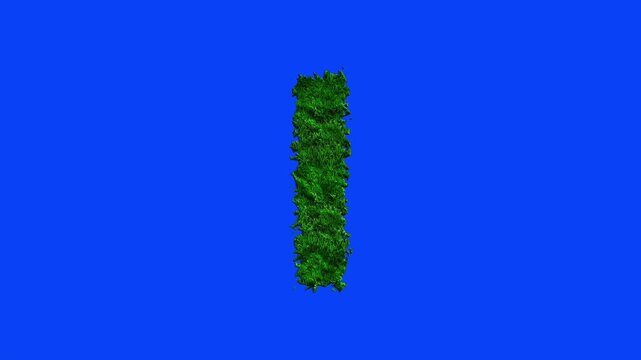Animated alphabet letters with grass texture and blue screen.