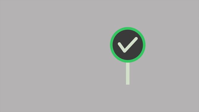 Animated Wrong Cross and Right Check Mark Signboard Flat Icon Loop