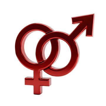 Red Gender Symbols of Male and Female