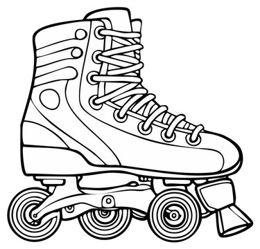 Classic quad roller skate detailed illustration with laces and wheels