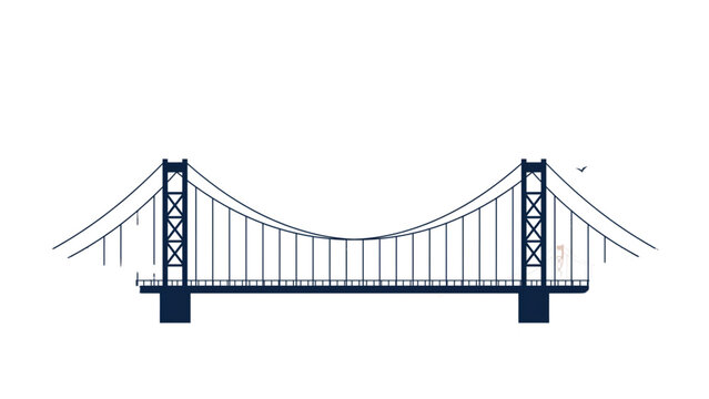 Modern suspension bridge illustration with detailed cables and towers Vector