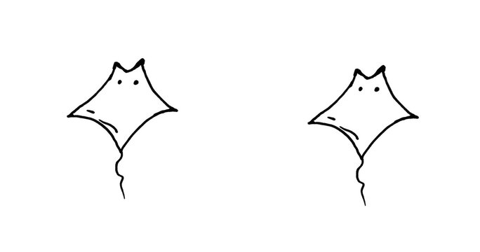 Cute Manta Ray Doodle Brushes for Ocean Marine Art