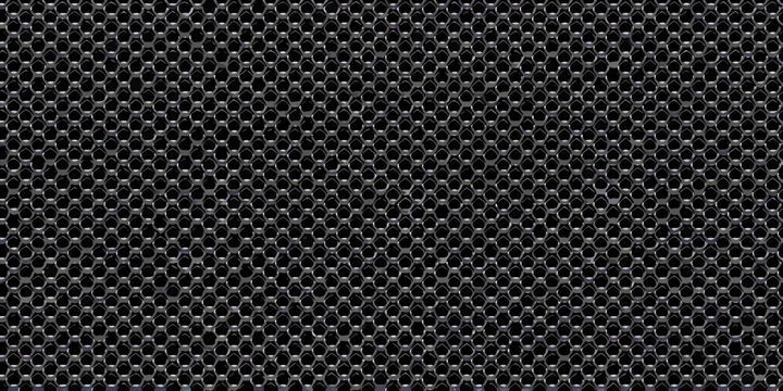 Hexagonal honeycomb pattern dark gray metallic texture with repeating cells