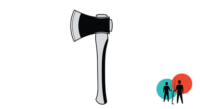 Heavy duty felling axe with a black head and gray handle for woodcraft, forestry, and traditional manual labor illustrations.