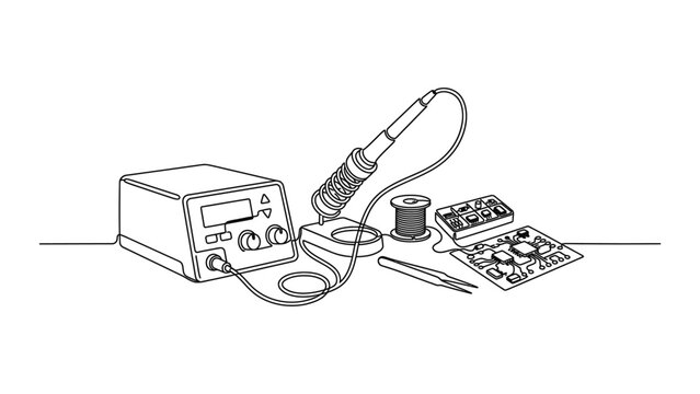 Soldering Station and Electronic Components for DIY Projects