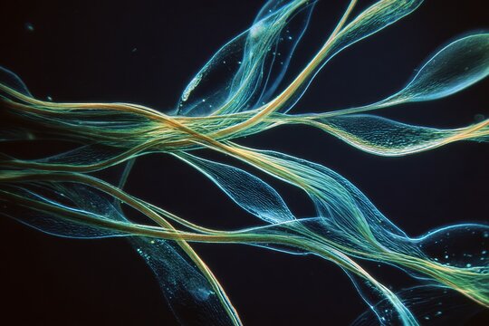 High magnification image of Oscillatoria filaments in blue-green algae