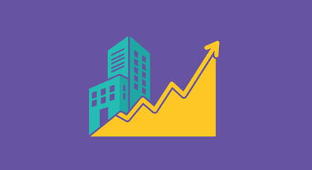 Fototapeta premium Flat illustration of business financial graph with a rising arrow shows money investment profit and market progress