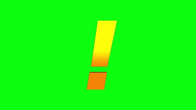 Exclamation mark symbol animation with green screen