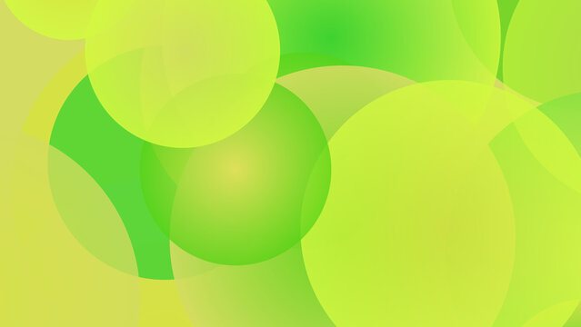 Bright lime green overlapping circles with soft transparency creating fresh energetic geometric background for modern design.