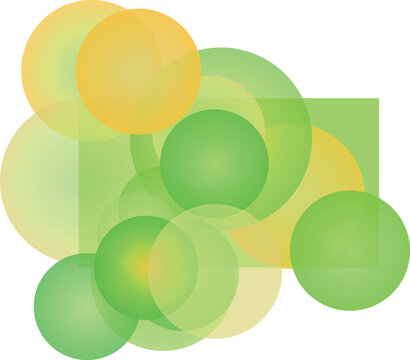 Bright overlapping green and yellow translucent circles forming fresh geometric abstract background with modern design appeal.