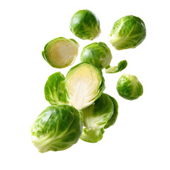 Obraz premium Green organic brussels sprouts fresh vegetable isolated on transparent background PNG element