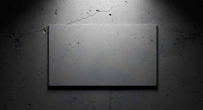 Blank Rectangular Sign On Textured Concrete Wall image