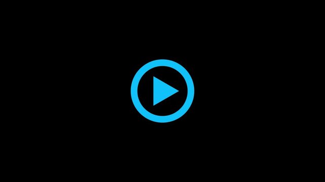 Media Player Button Icon Animation.Play button icon animation on circle . video player icon triangle shape button icon animation with black background.full video.