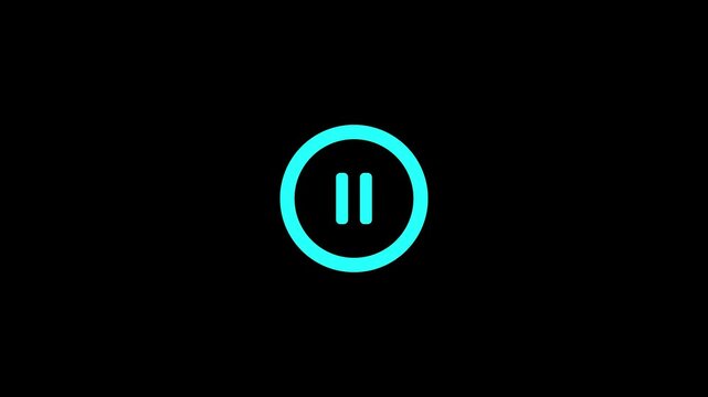 Media Player Button Icon Animation.Play button icon animation on circle . video player icon triangle shape button icon animation with black background.full video.