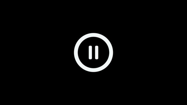 Media Player Button Icon Animation.Play button icon animation on circle . video player icon triangle shape button icon animation with black background.full video.