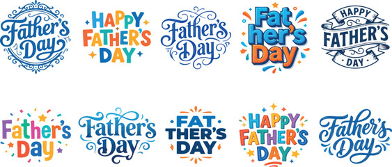 Father's day typography collection vintage modern hand lettered designs for cards gifts and celebrations © SharifulHaque
