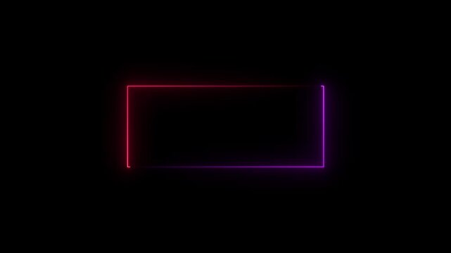 Abstract glowing neon rectangle border frame , Animation of glowing neon rectangles abstract background.