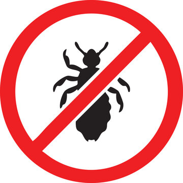 Prohibited louse or insect sign a flat vector illustration for pest control and hygiene warnings isolated on white