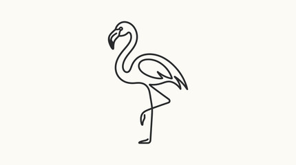 Obraz premium Minimalist Flamingo Line Art - Simple Bird Drawing