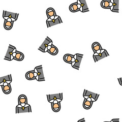 Obraz premium nun christianity vector seamless pattern nun christianity sign illustration