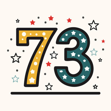 Number 73 with Stars and Dots