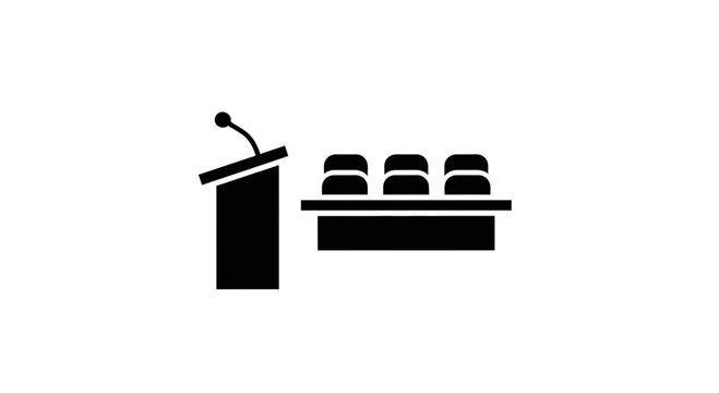 Simple podium with microphone and glasses.