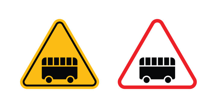 Tramway caution traffic sign